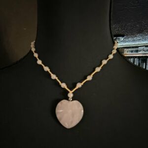 Avon Rose Quartz Heart Pendant Necklace - Unbranded